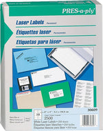 Avery PRES-a-ply White Labels, 2" x 4" , Permanent-Adhesive, 10-up, 2500 Labels,