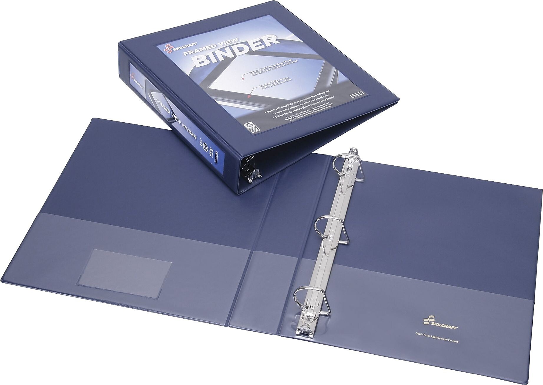 AbilityOne SKILCRAFT Frame View Binders, Navy Blue, 1-1/2", Letter, Navy Blue
