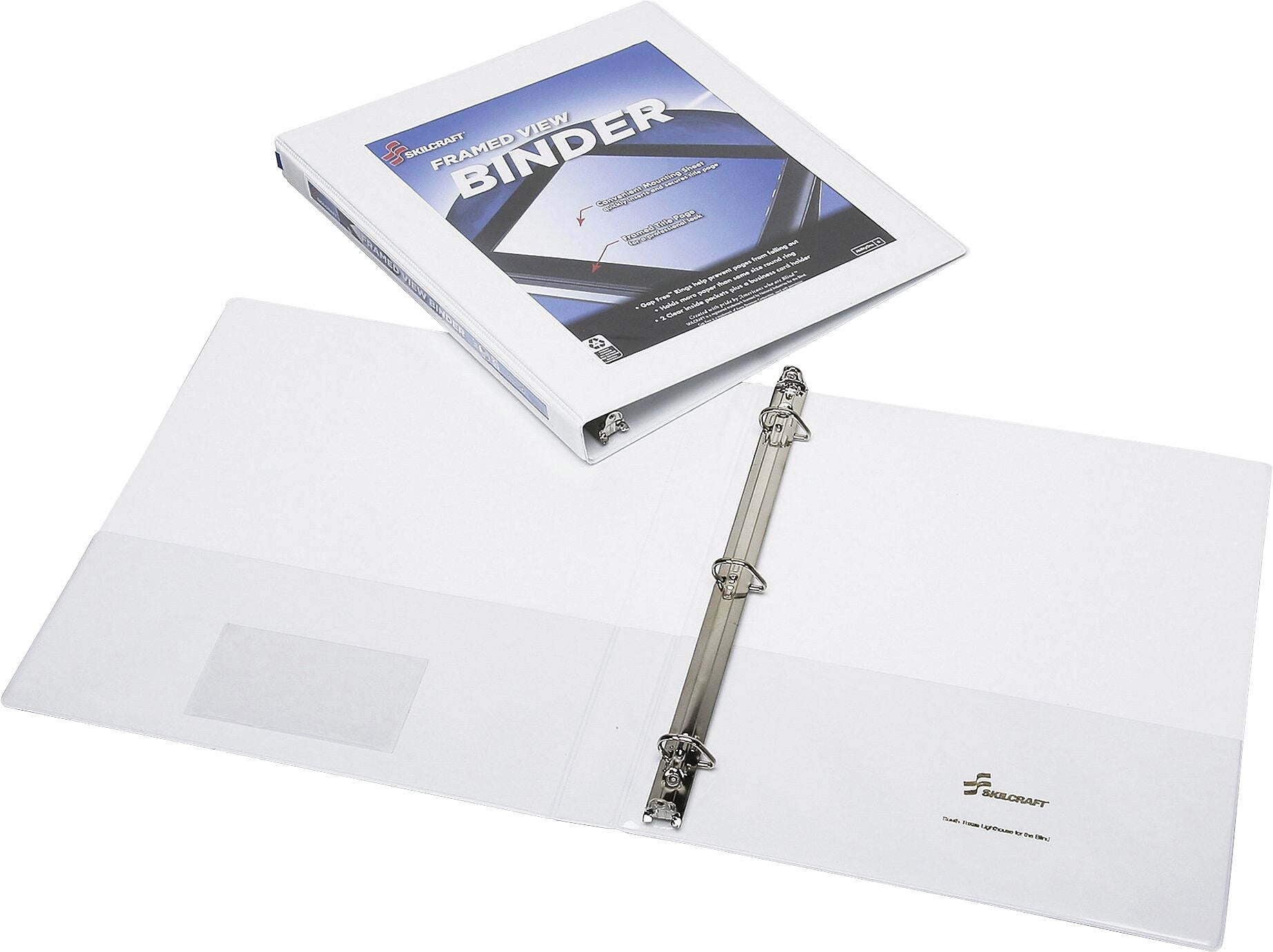 AbilityOne SKILCRAFT Frame View Binders, White, 1/2", Letter, 0.50" Binder Fastener Capacity, White