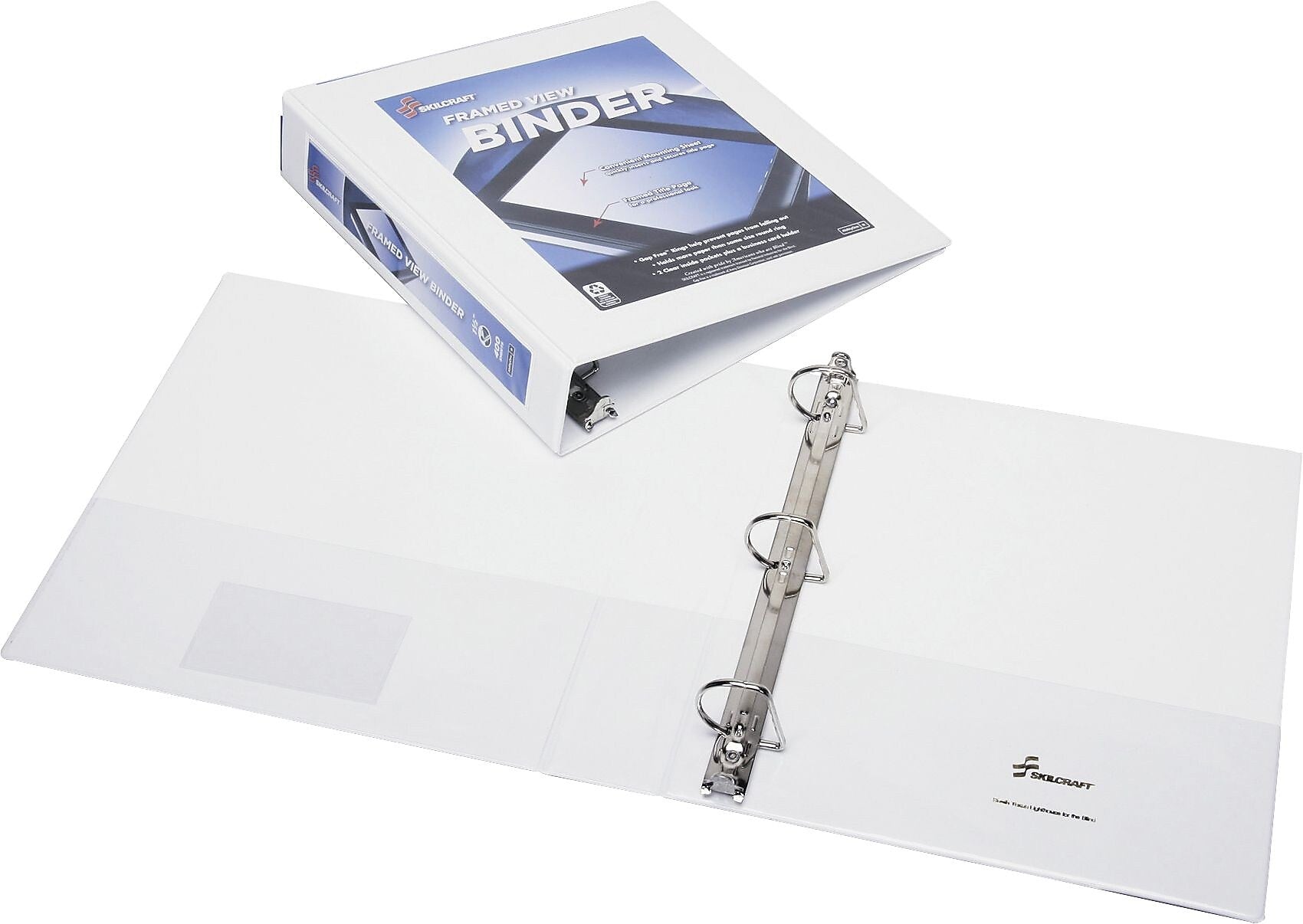 AbilityOne SKILCRAFT 1 1/2" View Binders, D-Ring, White (NSN4621391)