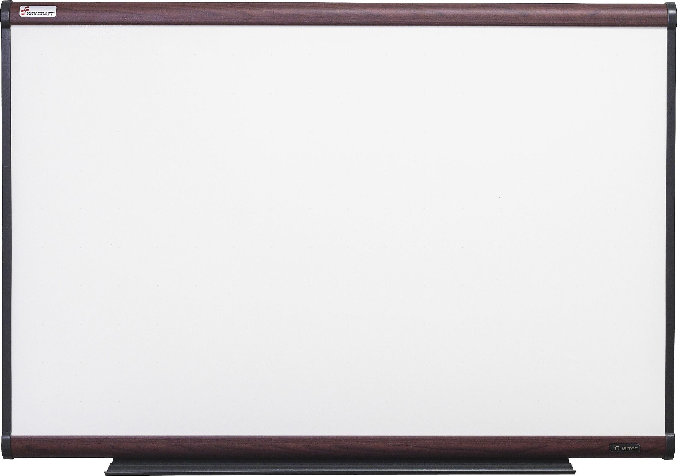 AbilityOne SKILCRAFT Aluminum Frame Total Erase White Board, 48" Width x 36" Height, White, Mahogany Aluminum Frame, Film,