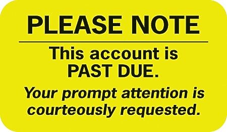 Past Due Collection Labels, Please Note, Fluorescent Chartreuse, 7/8x1-1/2", 500 Labels