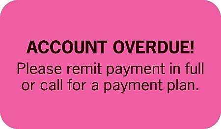 Past Due Collection Labels, Account Overdue, Fluorescent Pink, 7/8x1-1/2", 500 Labels