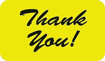 Reminder & Thank You Collection Labels, Thank You!, Fluorescent Chartreuse, 7/8x1-1/2", 500 Labels