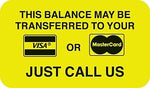 Reminder & Thank You Collection Labels, Visa/MC Payment, Fl Chartreuse, 7/8x1-1/2", 500 Labels