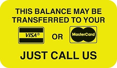 Reminder & Thank You Collection Labels, Visa/MC Payment, Fl Chartreuse, 7/8x1-1/2", 500 Labels