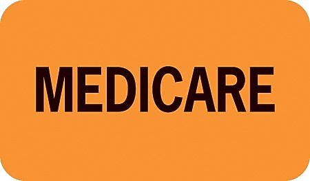 Insurance Chart File Medical Labels, Medicare, Fluorescent Orange, 7/8x1-1/2", 500