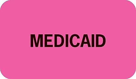 Insurance Chart File Medical Labels, Medicaid, Fluorescent Pink, 7/8x1-1/2", 500 Labels