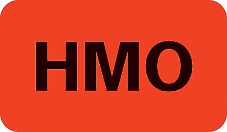 Insurance Chart File Medical Labels, HMO, Fluorescent Red, 7/8x1-1/2", 500 Labels