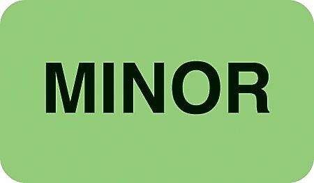 Chart Alert Medical Labels, Minor, Fluorescent Green, 7/8x1-1/2", 500 Labels