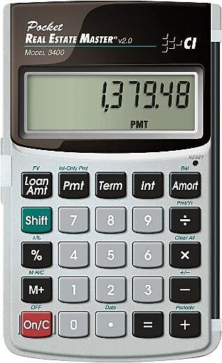 Calculated Industries 3400 (3400) Real Estate & Mortgage Financial Calculator, Silver and Black