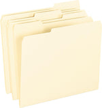 Pendaflex Smart Shield Recycled File Folder, 1/3-Cut Tab, Assorted, Letter Size, Manila, 100/Box (62702)