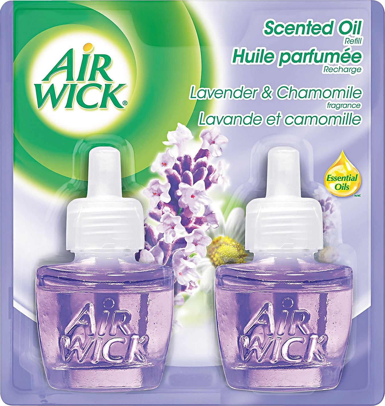 Air Wick Scented Oil Refill, Lavender & Chamomile, .67oz, 6 - 2-Packs/Carton (RAC78473CT)