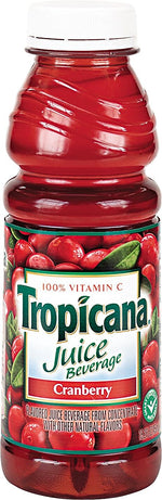 Tropicana Juice Beverage, Cranberry, 15.2oz Bottle, 12/Carton