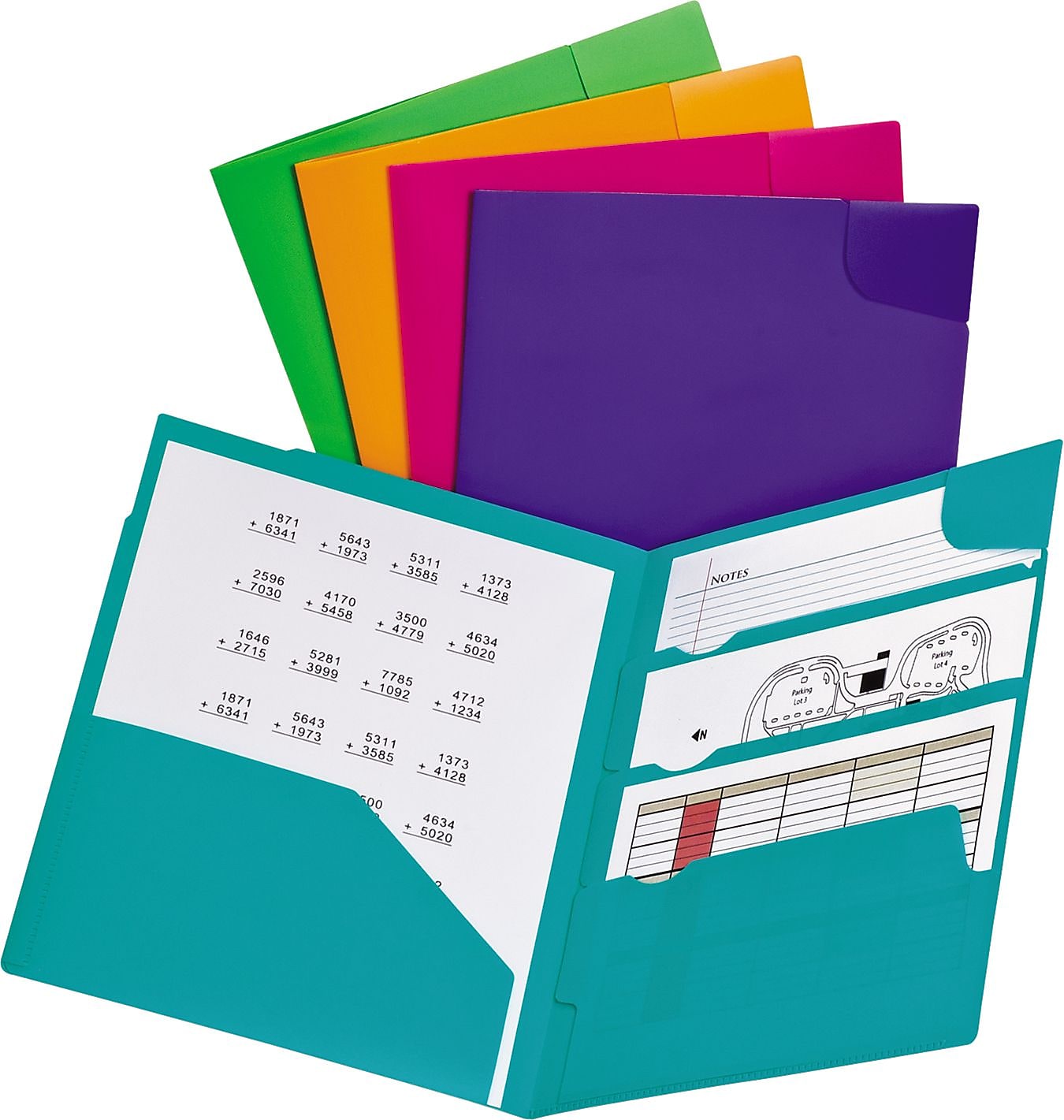 Oxford 4-Pocket Plastic Presentation Folder, Assorted Colors (OXF99837)