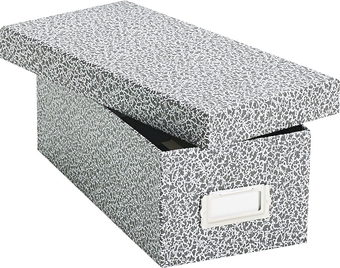 Oxford Reinforced Board Card File with Lift-Off Cover, 3" x 5", 1200-Capacity, Black, 4 1/4"H x 12"W x 5 5/8"D (40588)
