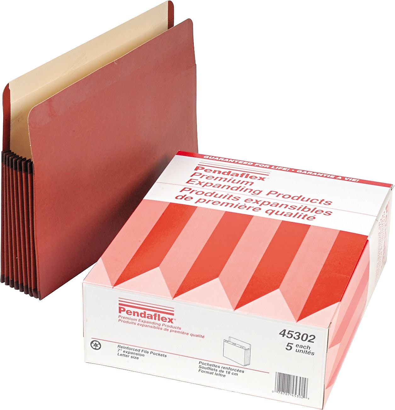 Oxford Premium Heavy Duty Reinforced File Pocket, 7" Expansion, Letter Size, Redrope, 5/Box (PFX45302)