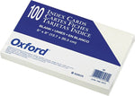 Oxford Unruled Index Cards, 5 x 8, White, 100/Pack