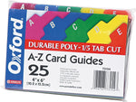 Oxford Alpha Card Guides, 4" x 6", Assorted, 25/Set (73154)