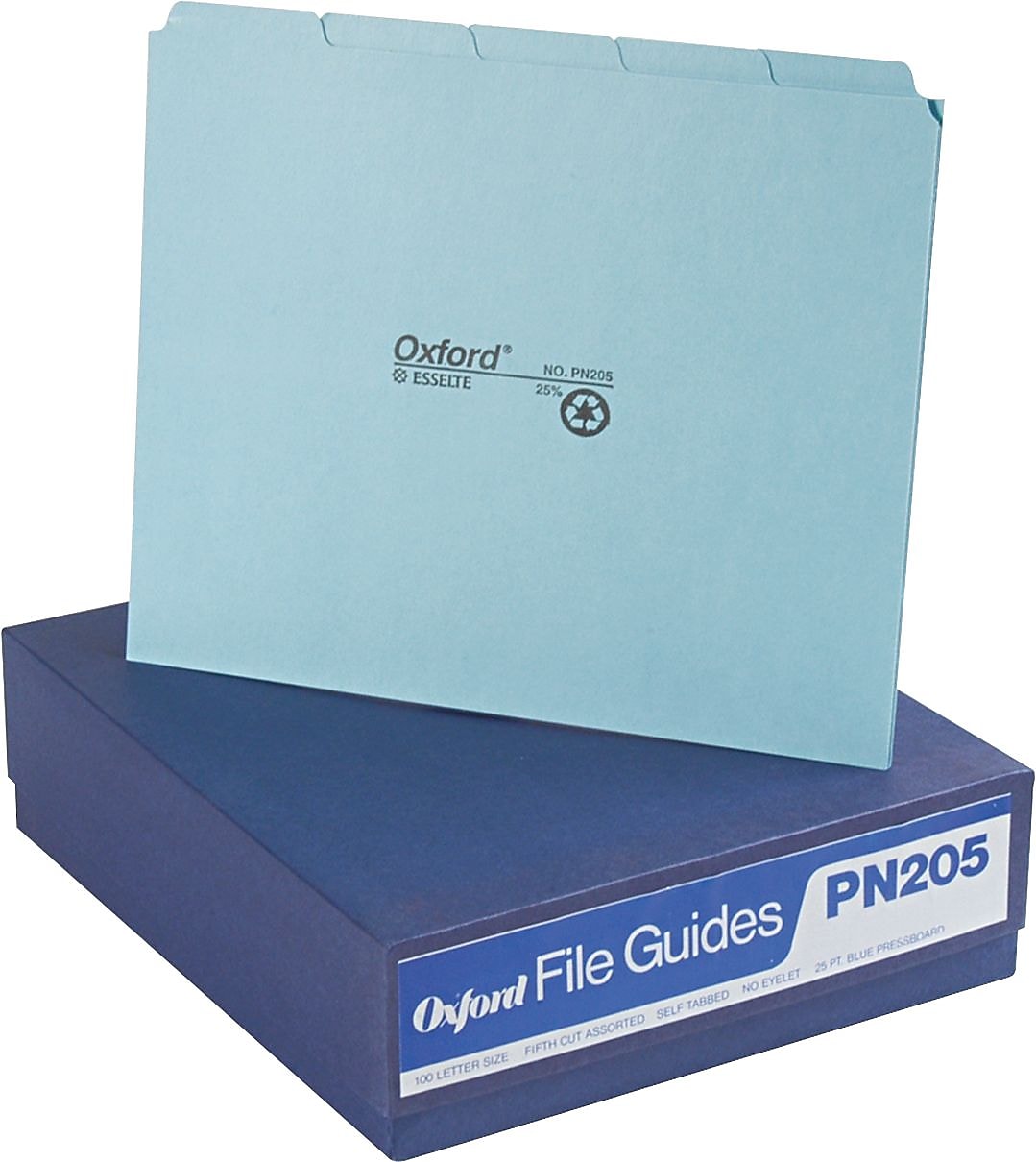 Pendaflex Heavy Duty File Guide, Blank Index, 1/5 Cut Tab, Letter Size, Blue, 100/Box (PFX PN205)