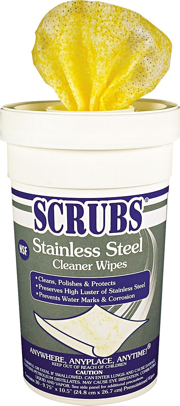 Scrubs Stainless Steel Cleaner Towels, 30 Wipes/Canister, 6/Carton (IWT91930CT)