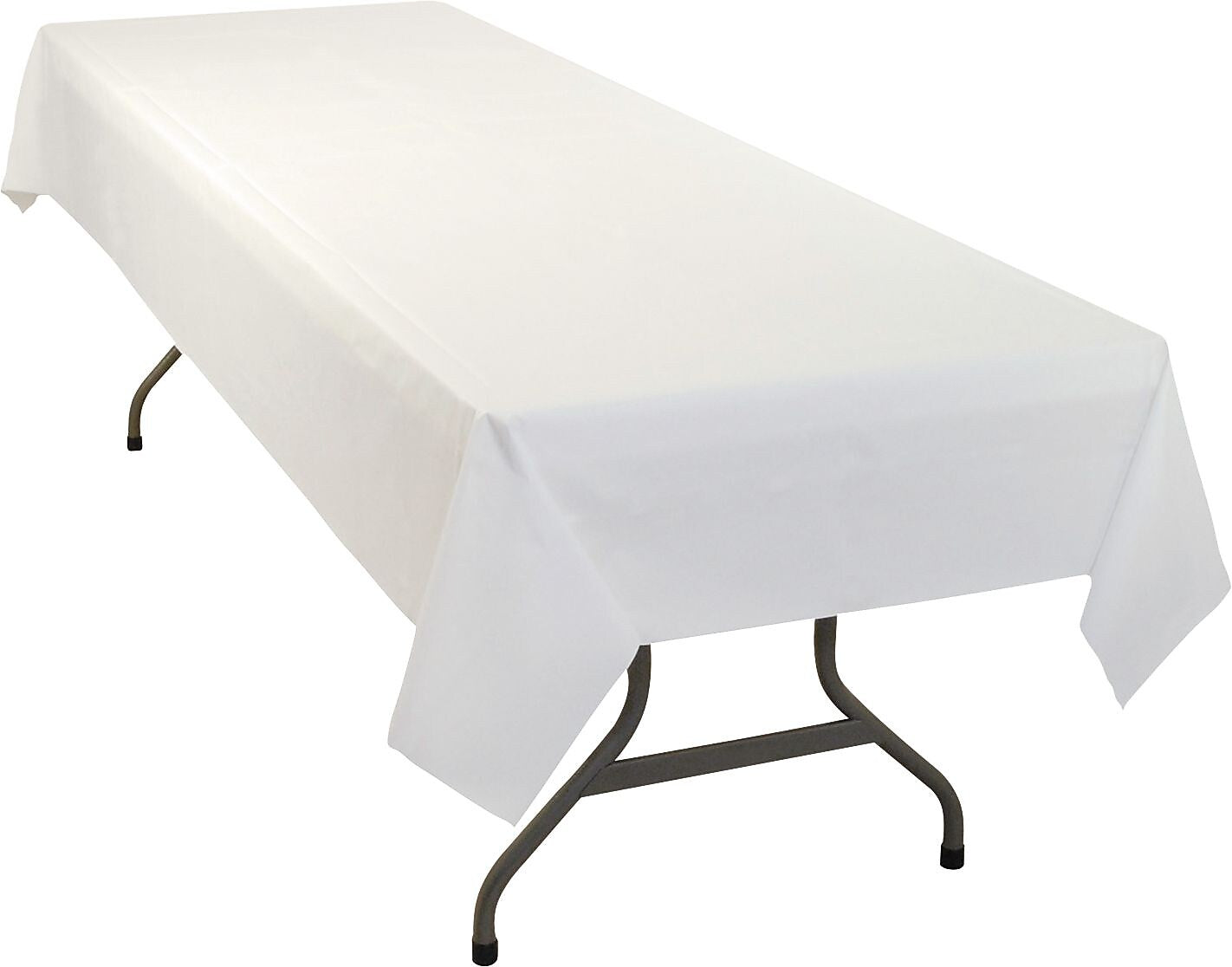 Rectangular Table Cover, Heavyweight Plastic, 54 x 108, White, 6/Pack, 4PK/CT