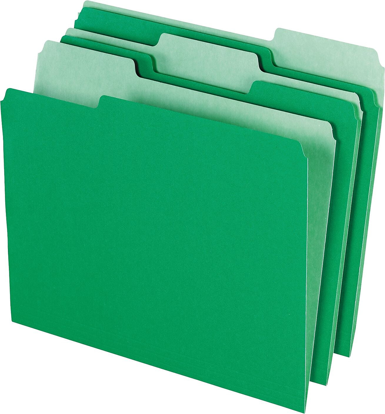 Pendaflex Recycled File Folder, 1/3-Cut Tab, Assorted, Letter Size, Bright Green, 100/Box (152 1/3 BGR)