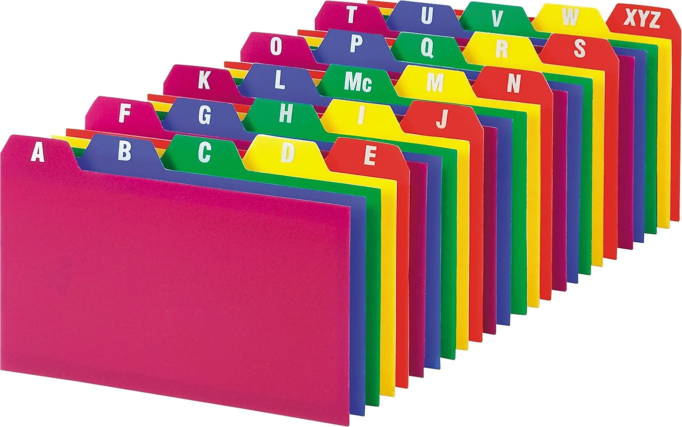 Oxford Alpha Card Guides, Assorted Colors, 3" x 5", 25/Set (73153)