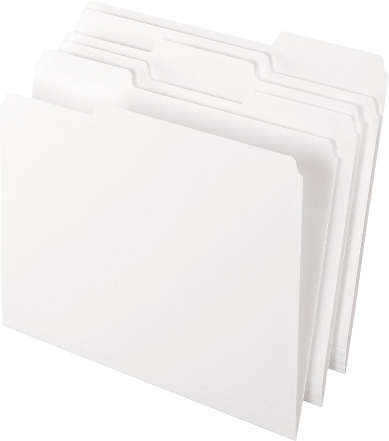 Pendaflex Two-Tone Recycled File Folder, 1/3-Cut Tab, Assorted, Letter Size, White, 100/Box (152 1/3 WHI)