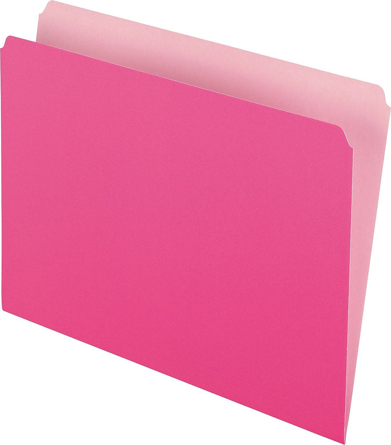 Pendaflex Two-Tone Recycled File Folder, Straight Cut, Letter Size, Pink, 100/Box (152 PIN)