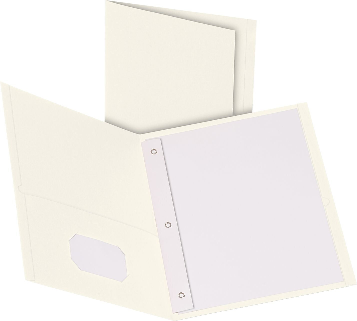 Oxford Twin-Pocket Folders with 3 Fasteners, Letter, 1/2" Capacity, White, 25/Box