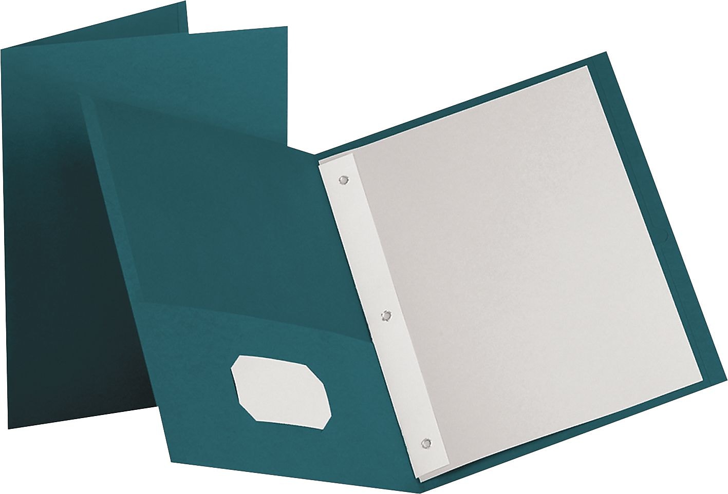 Oxford Twin-Pocket Folders with 3 Fasteners, Letter, 1/2" Capacity, Teal, 25/Bx