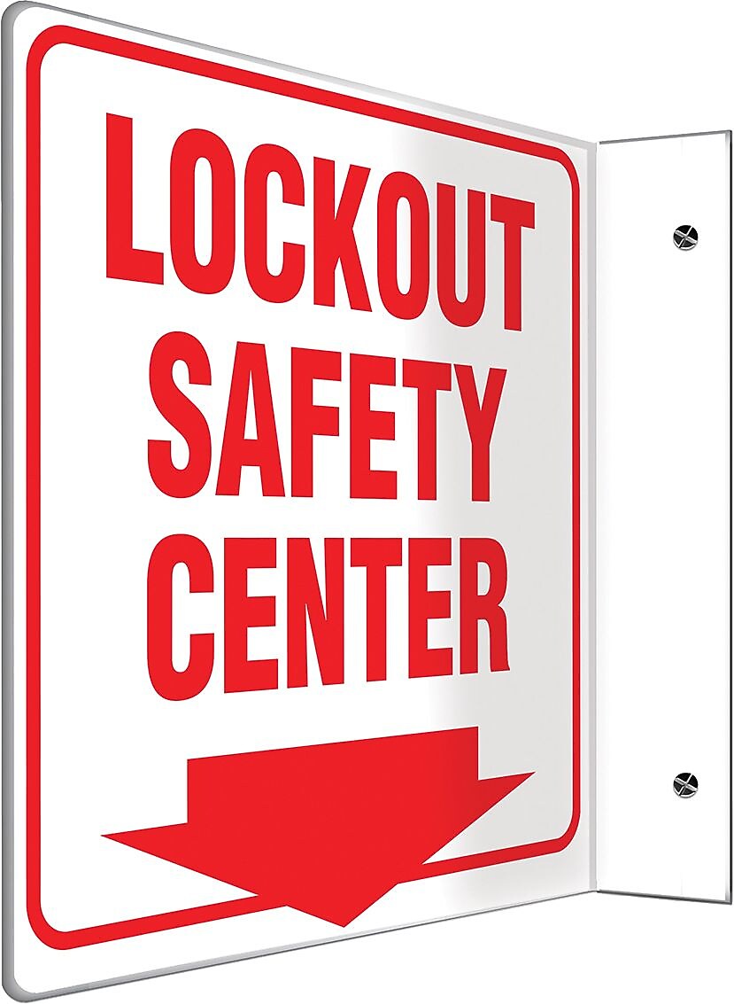 Accuform Lockout Safety Center Projection Sign, Red/White, 8"H x 8"W (PSP430)