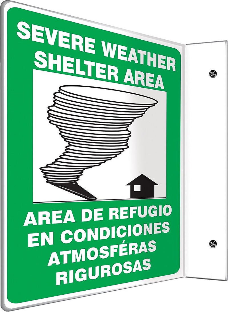 Accuform Severe Weather Shelter Area Projection Sign, Black/Blue/White, 12"H x 9"W (SBPSP442)