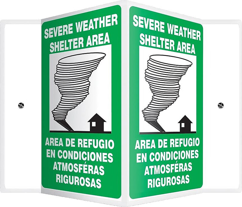 Accuform Severe Weather Shelter Area Projection Sign, Green, 12"H x 9"W (SBPSP392)