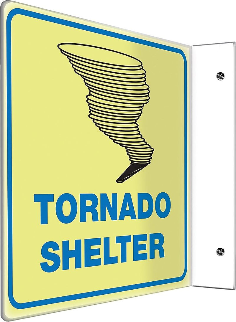 Accuform Tornado Shelter Projection Sign, Black/Blue, 8"H x 8"W (PSP465)