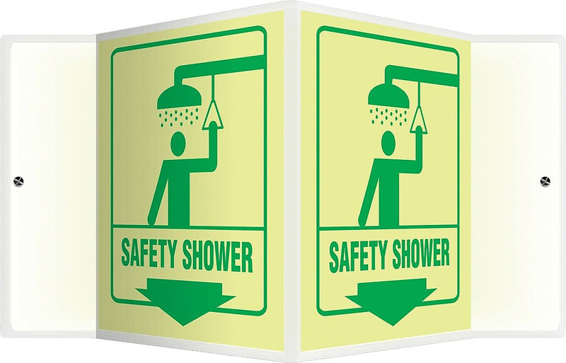 Accuform Safety Shower Projection Sign, Green/Yellow, 6"H x 5"W (PSP867)