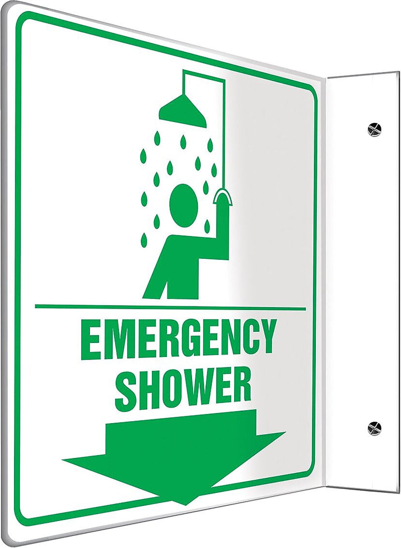 Accuform Emergency Shower Projection Sign, Green/White, 8"H x 8"W (PSP710)