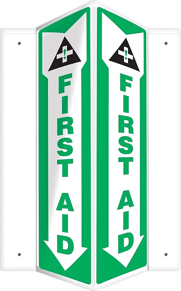 Accuform First Aid Projection Sign, Green/White, 18"H x 4"W (PSP368)