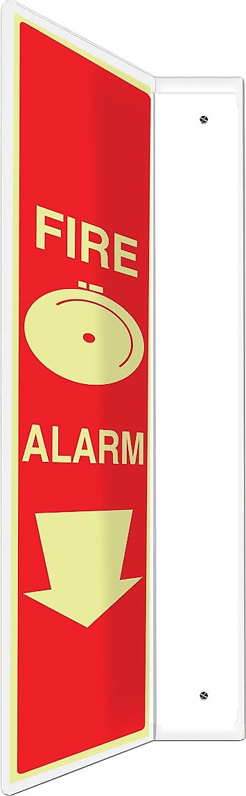 Accuform Fire Alarm Projection Sign, White/Red, 24"H x 4"W (PSP716)