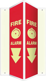 Accuform Fire Alarm Projection Sign, White/Red, 24"H x 4"W (PSP327)