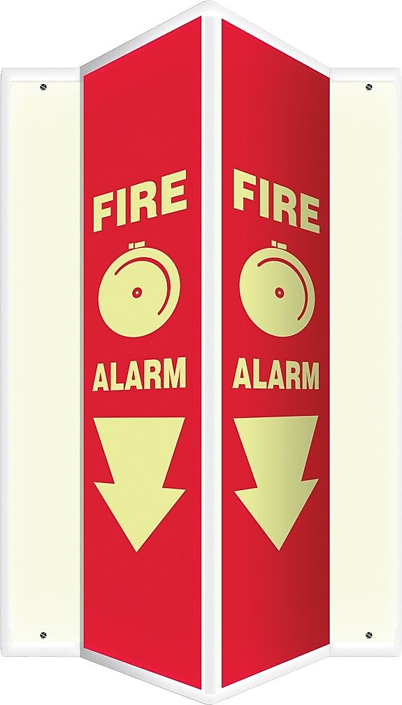 Accuform Fire Alarm Projection Sign, White/Red, 24"H x 4"W (PSP327)