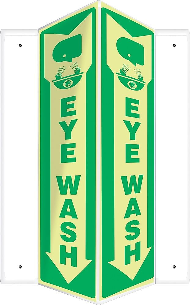 Accuform Eye Wash Projection Sign, Green/White, 18"H x 4"W (PSP806)