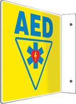 Accuform AED Projection Sign, Blue/Yellow, 8"H x 8"W (PSP703)