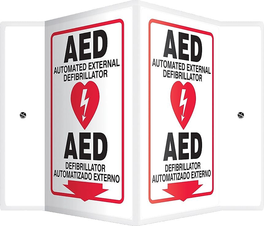 Accuform Automated External Defibrillator Projection Sign, Black/Red/White, 12"H x 9"W (SBPSP657)