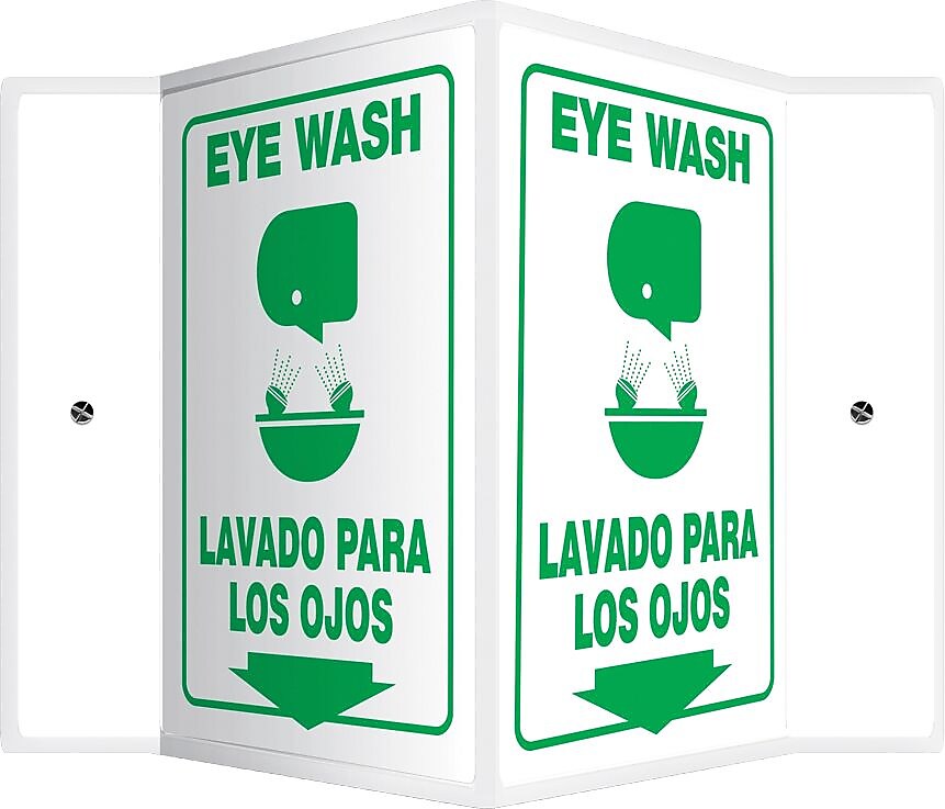 Accuform Eye Wash Projection Sign, Green/White, 12"H x 9"W (SBPSP651)