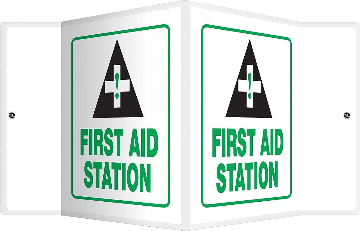 Accuform First Aid Station Projection Sign, Green/Black/White, 6"H x 5"W (PSP619)