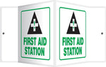 Accuform First Aid Station Projection Sign, Green/Black/White, 6"H x 5"W (PSP619)