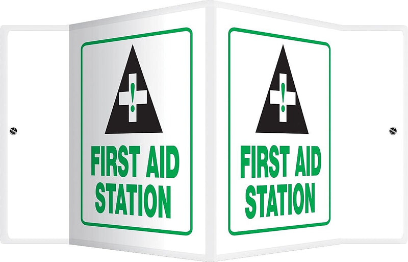 Accuform First Aid Station Projection Sign, Green/Black/White, 6"H x 5"W (PSP619)