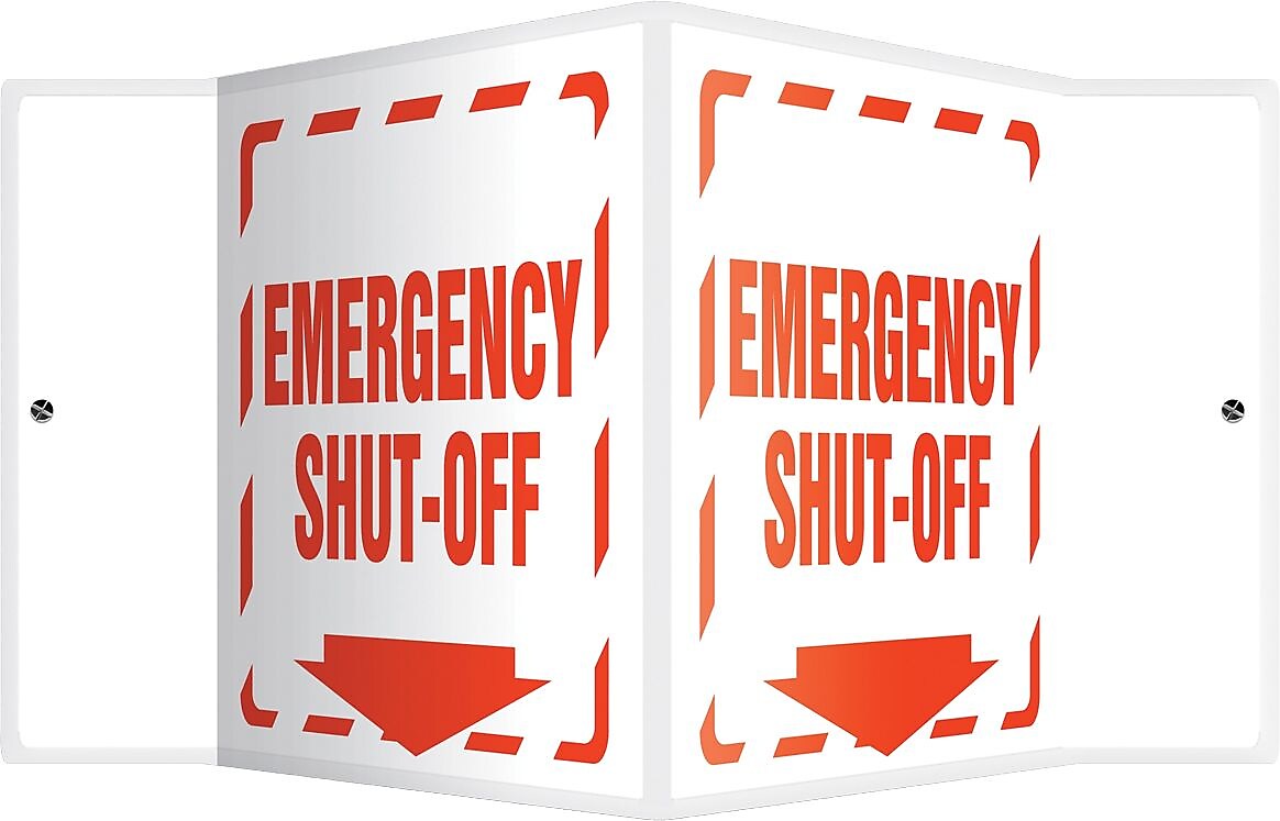 Accuform Emergency Shut-Off Projection Sign, Red/White, 6"H x 5"W (PSP317)